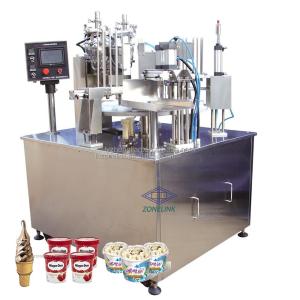 Quality 1200*1040*1800 Rotary Gelato Ice Cream Cup Filling Sealing Machine for Food Shop Sale wholesale