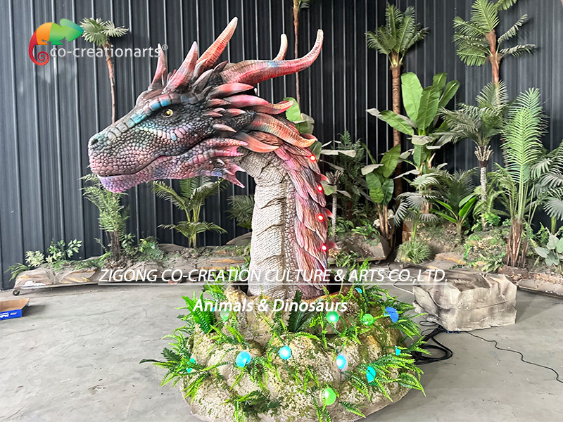 Animatronic Dragon Theme Park Decoration Life Size Realistic Dragon Model