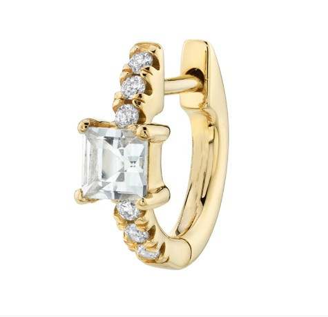 925 Sterling Silver Mini Gold Plated Baguette Hoop Huggie Earrings For Women Jewelry