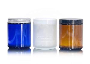 Quality 500ml Frosted Cobalt Blue Glass Cosmetic Jars Candle Glass Container 500g wholesale
