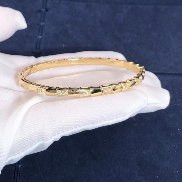 Elegant i 18k Gold Serpenti Viper Bracelet Natural Diamonds Real Gold Real