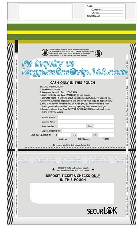 Opaque Tamper Evident Sealing Plastic Bank Money Steb Security Bag / Custom Self Adhesive Plastic Courier Bag, bagease
