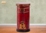 Red Color Antique Post Box Storage Cabinet Wooden Floor Rack MDF CD DVD Storage