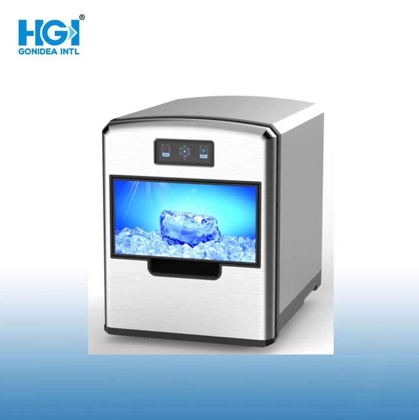 LCD Touch Portable Black Countertop Mini Ice Maker Stainless Steel Body