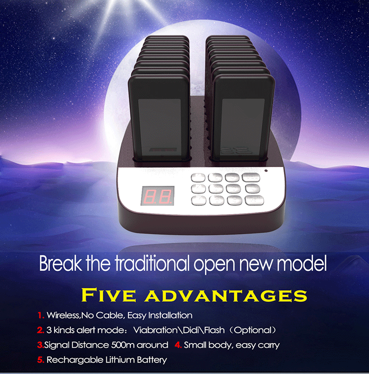 2018 hot sales easy installation wireless queue management system with 3 kinds of alert modes