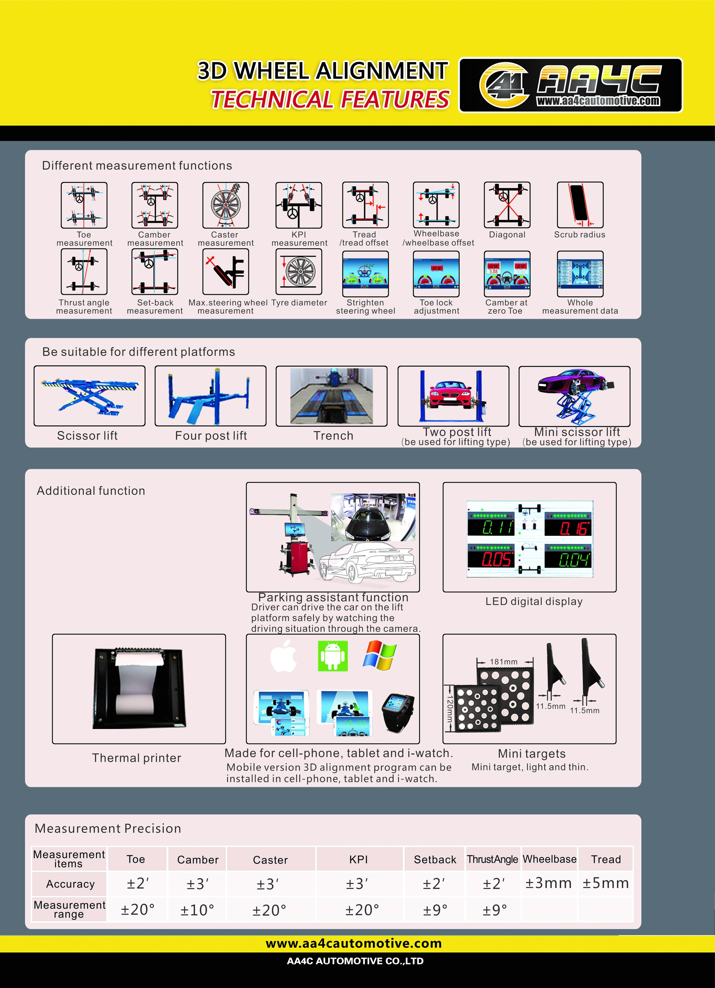 3D wheel aligner Fixed Camera Beam Computerized four wheel Alignment Machine auto repair machines garage equipments