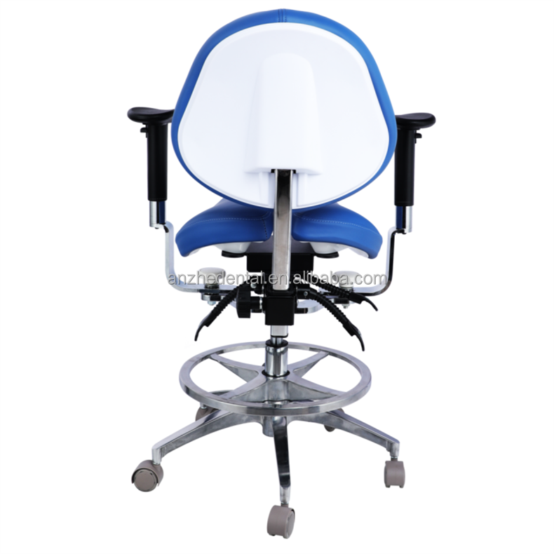 Ergonomic Split Saddle Seat Dentist Stool Luxury Micro Fiber Leather Dental Swivel Saddle Chair
