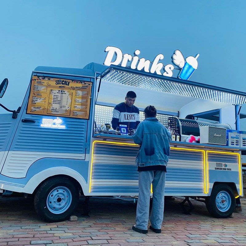 Electric Food Truck for Coffee Milk Tea Ice Cream and Snacks 600KG-1400KG Load Capacity