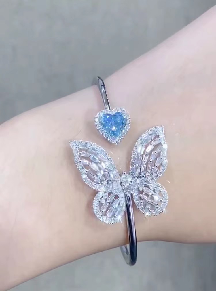 Cultivated Diamond Butterfly Bracelet Fancy Color Diamond Jewelry Earing Necklace