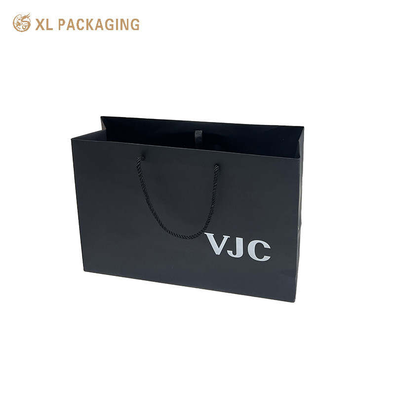 XL Packaging Customized Packaging Black Bag With Own Logo Shopping Paper Gift Bags Business For Shoes And Clothing