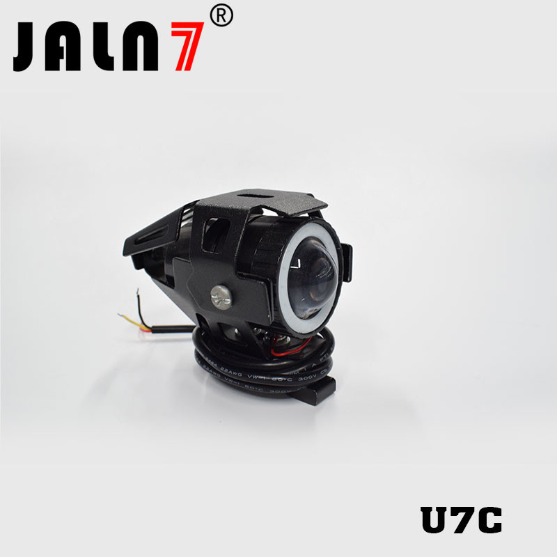 Motorcycle Headlight Led JALN7 U7C 15W Fog Driving Running Light with Angel Eyes Lights Ring Front Strobe Flashing