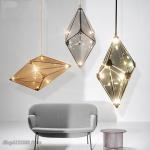 Post-modern Led Diamond Glass Pendant Lights restaurant Rhombic Polyhedron