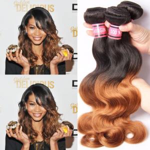 Quality Ombre Human Hair Extensions Brazilian Virgin Hair Body Wave 1b / 30 Yetta Hair wholesale