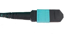 Quality OM4 12 Strand MPO Fiber Patch Cable Female 1m Type B 3.0mm Aqua wholesale