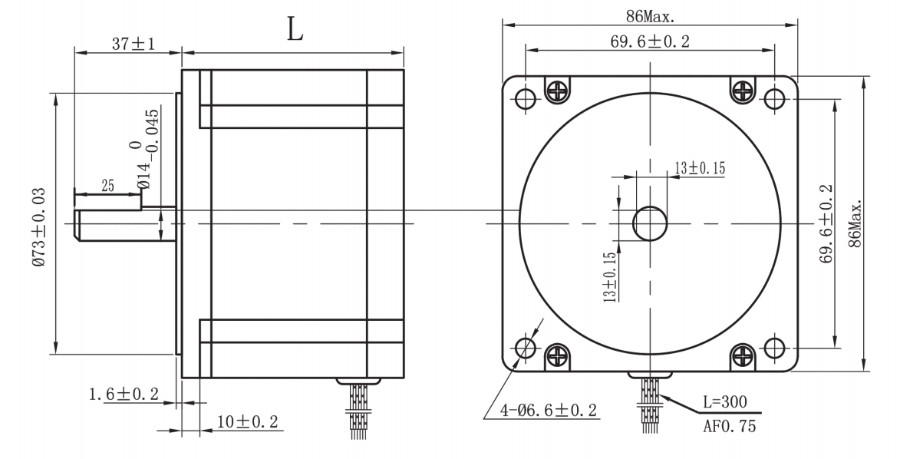 85HS131-3004-001 High Torque Hybrid Stepper Motor 5.1V 3.0A 9N.M