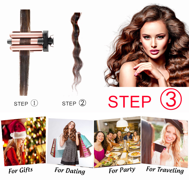 CE CETL 3 Barrel Curling Iron Wand , 1 inch Hair Waver Beach Waves