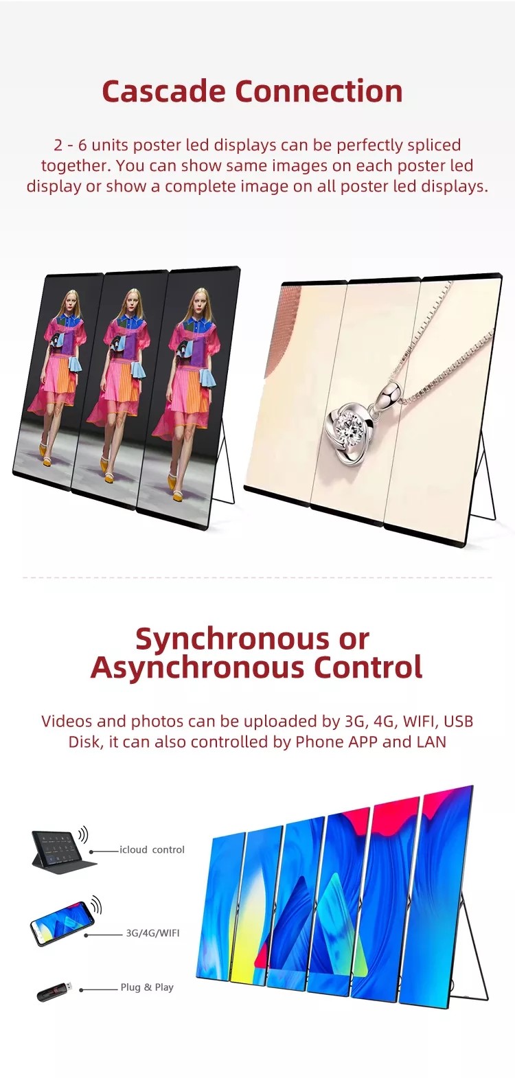 320x160mm Stations Led Poster Stand With Cascade Connection