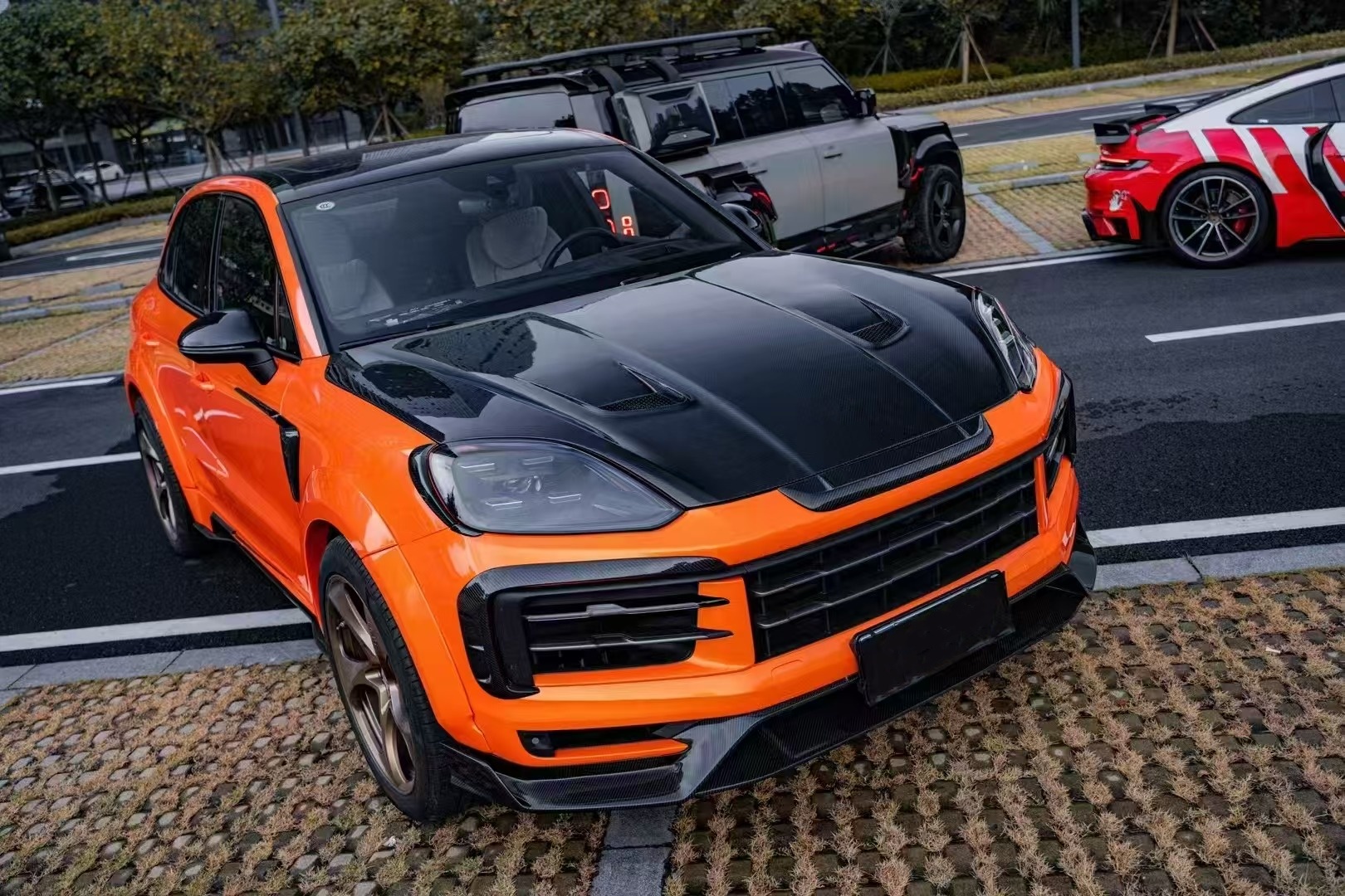 Porsche Cayenne Widebody Body Kit MSY Style Front Lip Diffuser Spoiler Body Kit Porsche