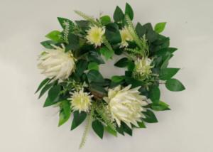 Quality Man Made 50cm Indian Shot Wreath With Flowers And Leaves wholesale
