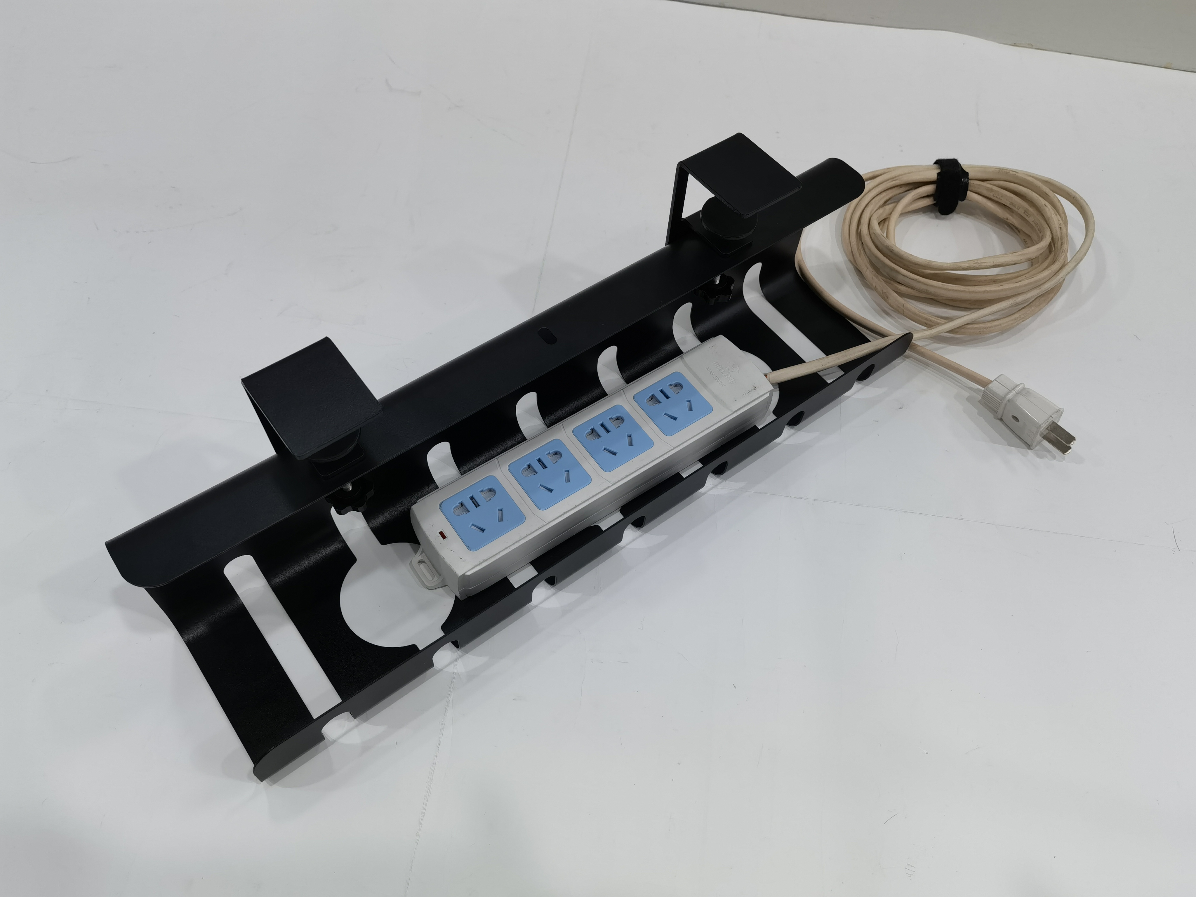 Single Tier Black Oval 3-Hole Adjustable Wire Storage Rack for Under Table Efficiency