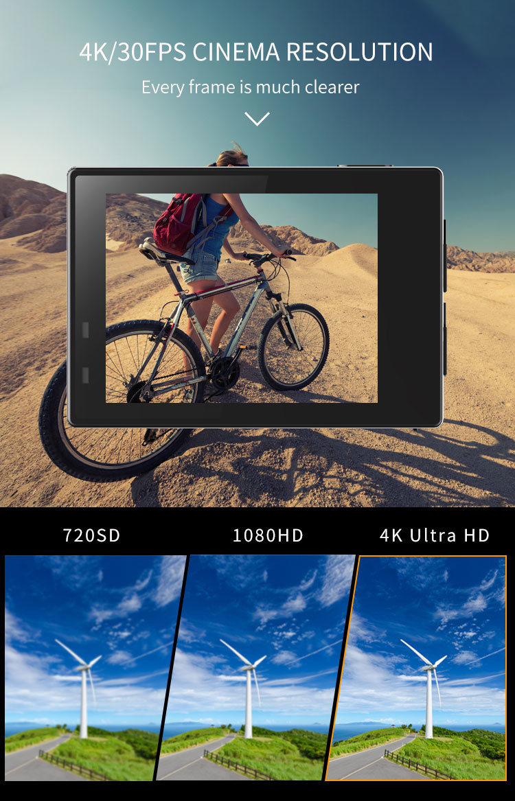 170 Degree Hiking 4K Ultra HD Action Camera Ip68 Helmet Wifi