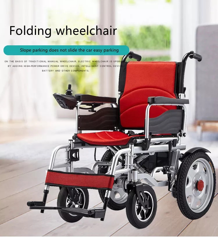 Reinforced Lightweight Foldable Electric Wheelchair Chromed Steel Multi Functional