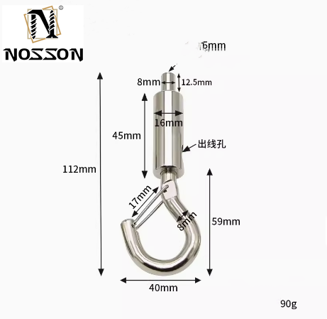 Metric Measurement System Zinc Finish Ceiling Hang Buckle with J-Iron Nickel-Plated Steel Wire and Thread Security Hook