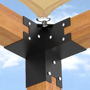 Elevated Wood Stand Kit with Carbon Steel Pergola Post Bracket and Extension Brackets