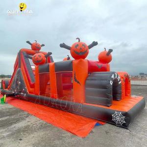 Quality Outdoor Giant Commercial Obstacle Course Blow Up Halloween Pumpkin Themed wholesale