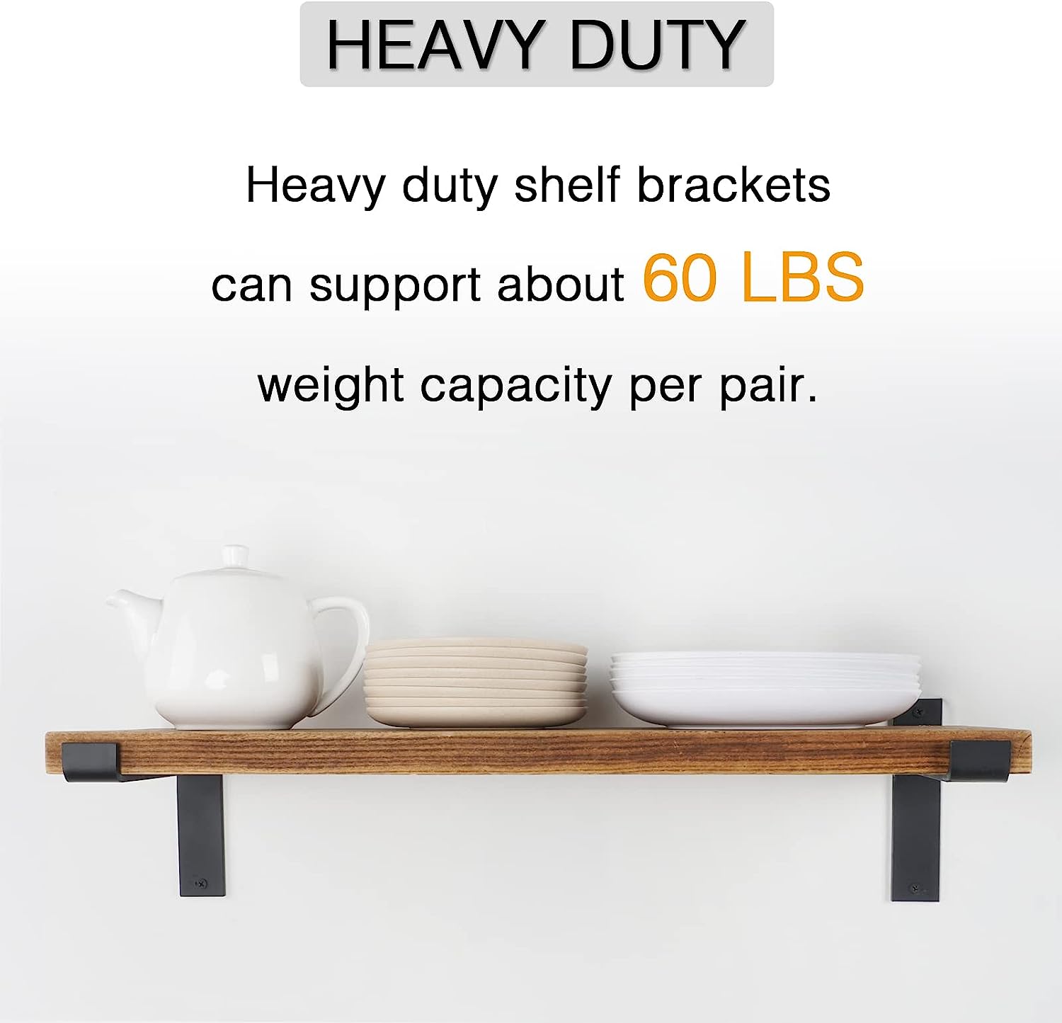 Industrial Metal Shelf Support with Lip for Wooden Boards Heavy Duty T Brackets 6inch