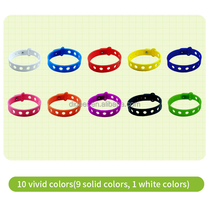 Customized Multi Color Silicone Wristband For Kids With Holes For Charms By Moulding