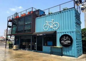 Quality Blue Color Commercial Metal Building Kits Flexible Assembly For Coffee Shop / Cafe wholesale