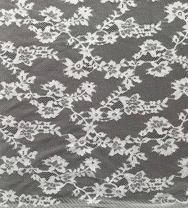 Quality White Eco - Friendly Dyeing Nylon Lace Fabric Light Net Mesh Small Flower Lady Dress wholesale
