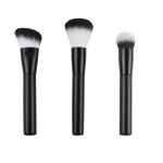Private Label Oval Makeup Brush Set Wooden Handle Aluminum Black