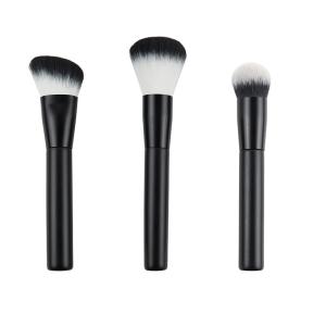 Quality Private Label Oval Makeup Brush Set Wooden Handle Aluminum Black wholesale