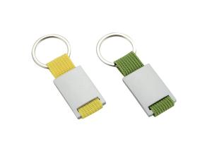 Quality Bright Canvas Retractable Key Chain Metal Logo Zinc Alloy Green Yellow wholesale