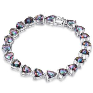 Quality Wholesale 925 Sterling Silver Trillion Cut Mystic Topaz Tennnis Bracelet wholesale