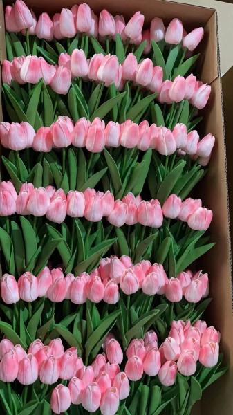 Best sell Wedding Decorative PU Real Touch Tulip Rose Flowers Tulips Artificial
