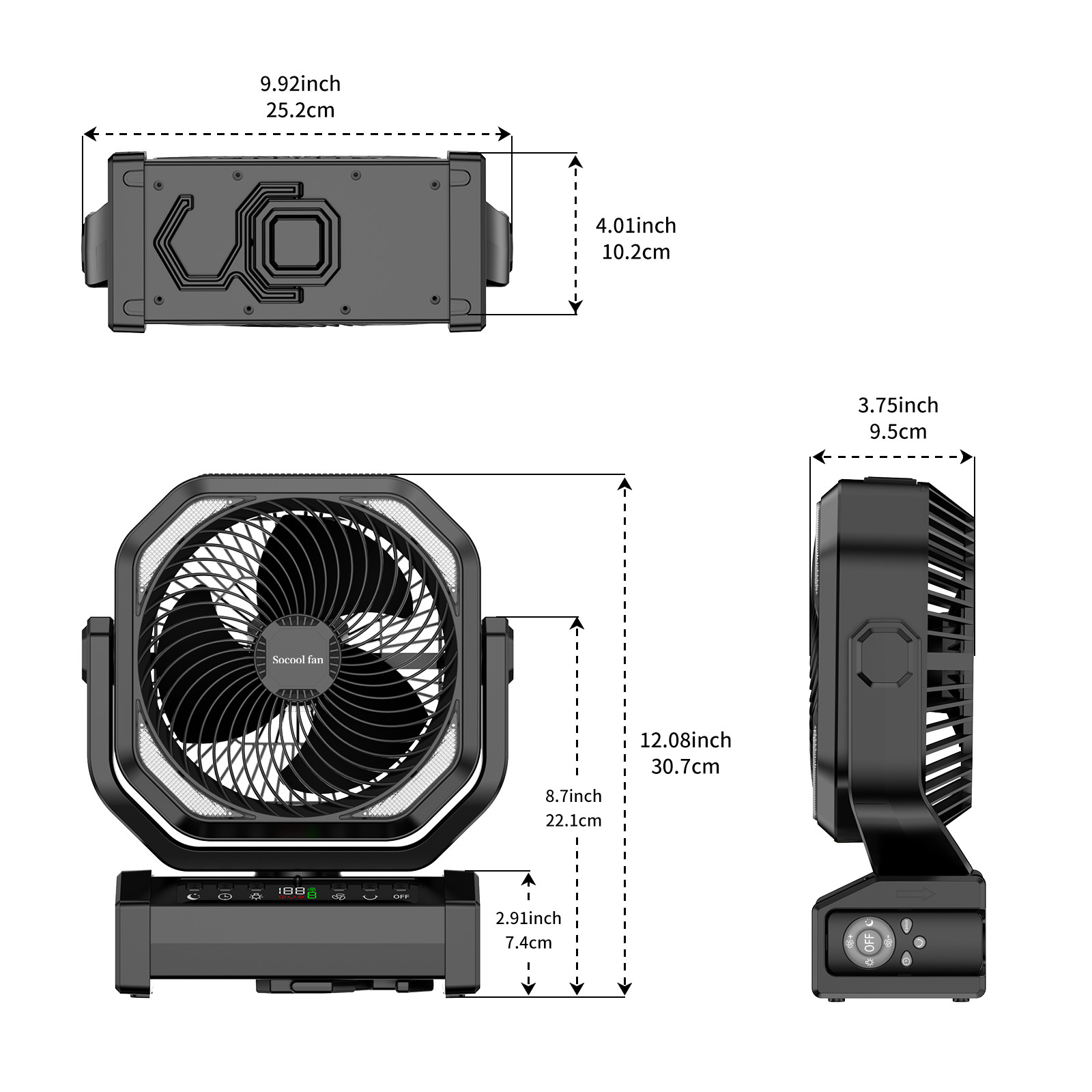 Socool Fan 20000mAh 9 Speed Control Outdoor Camping Fan Portable Multifunction Emergency Power Supply fan