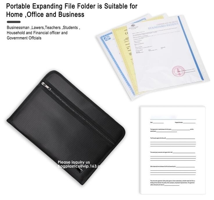 waterproof and fireproof resistant document bag,Lock Box Bag For Documents Money & Office Files Freproof Safe Bag with L