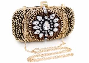 Quality Vintage Retro Crystal Evening Clutch Bags Fashion Bead With Black Velvet wholesale