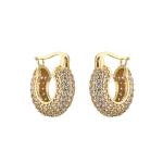 Women 24K Gold Jewelry Plated ODM Zircon Heart Diamond Hoop Earrings