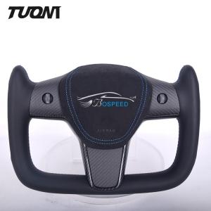 Quality Matte Carbon Fiber Smooth Leather Steering Wheel Tesla Model 3 Y X S wholesale