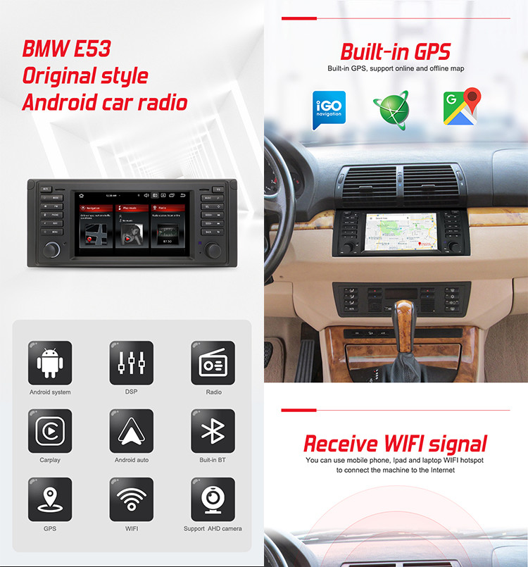 GPS Navigation OEM Car Radio , BMW Multimedia Player With 1080p Reverse Camera
