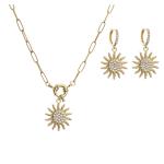 OEM 18K Gold Jewelry Set Silver Zircon Gold Sunflower Pendant Necklace