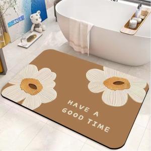 Quality customized Printed Flower Bathroom Waterproof Carpet Absorbent diatom mud mat wholesale