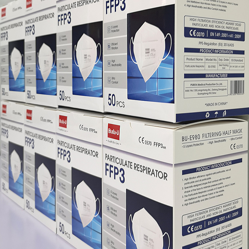 Buda-U FFP3 Face Mask , FFP3 Respirator Mask , Particles Filtering Mask For Respiratory Protection , Without Valve