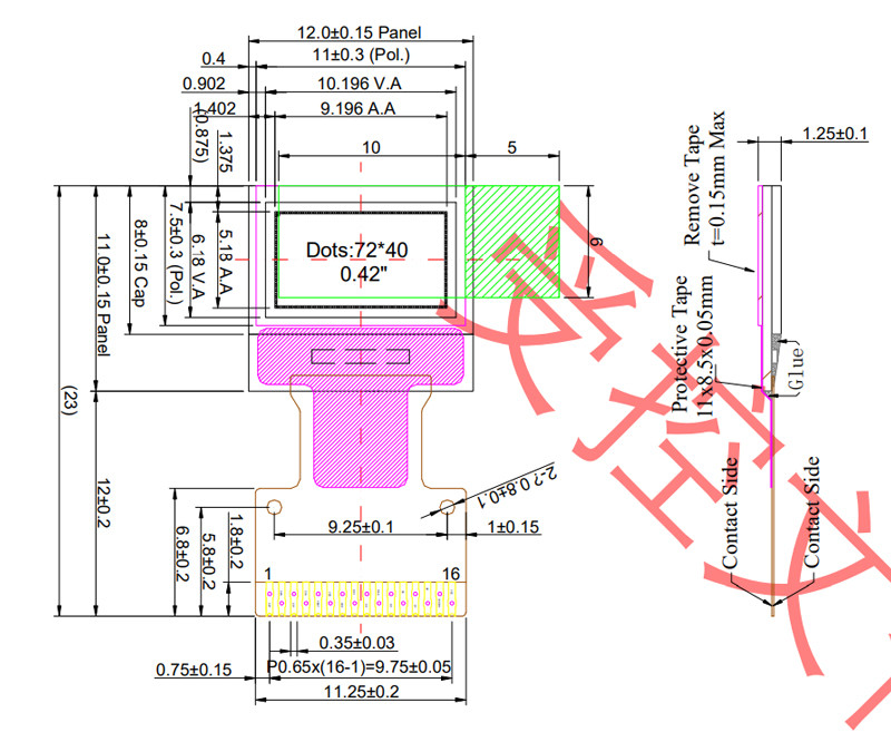 0.42 Inch OLED Display Module 72x40, OEL Display Module 0.42 Inch