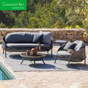 Quality Rattan Fashion Rope Outdoor Furniture Chair Sofa with Customized Color and Cushion OutdoorFoam water-resistant Fabric wholesale
