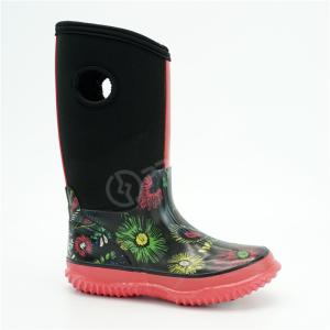 Quality BSCI Kids Warm Rain Boots , Flowers Printed Slip Resistant Rain Boots wholesale